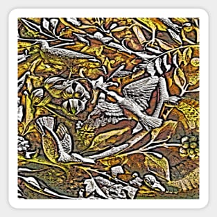 Bird In Tree Relief #2e Sticker